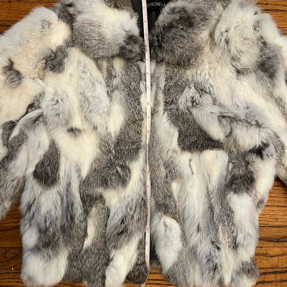 Adrienne Landau Rabbit Fur Jacket White & Grey Like New - Picture 6 of 10